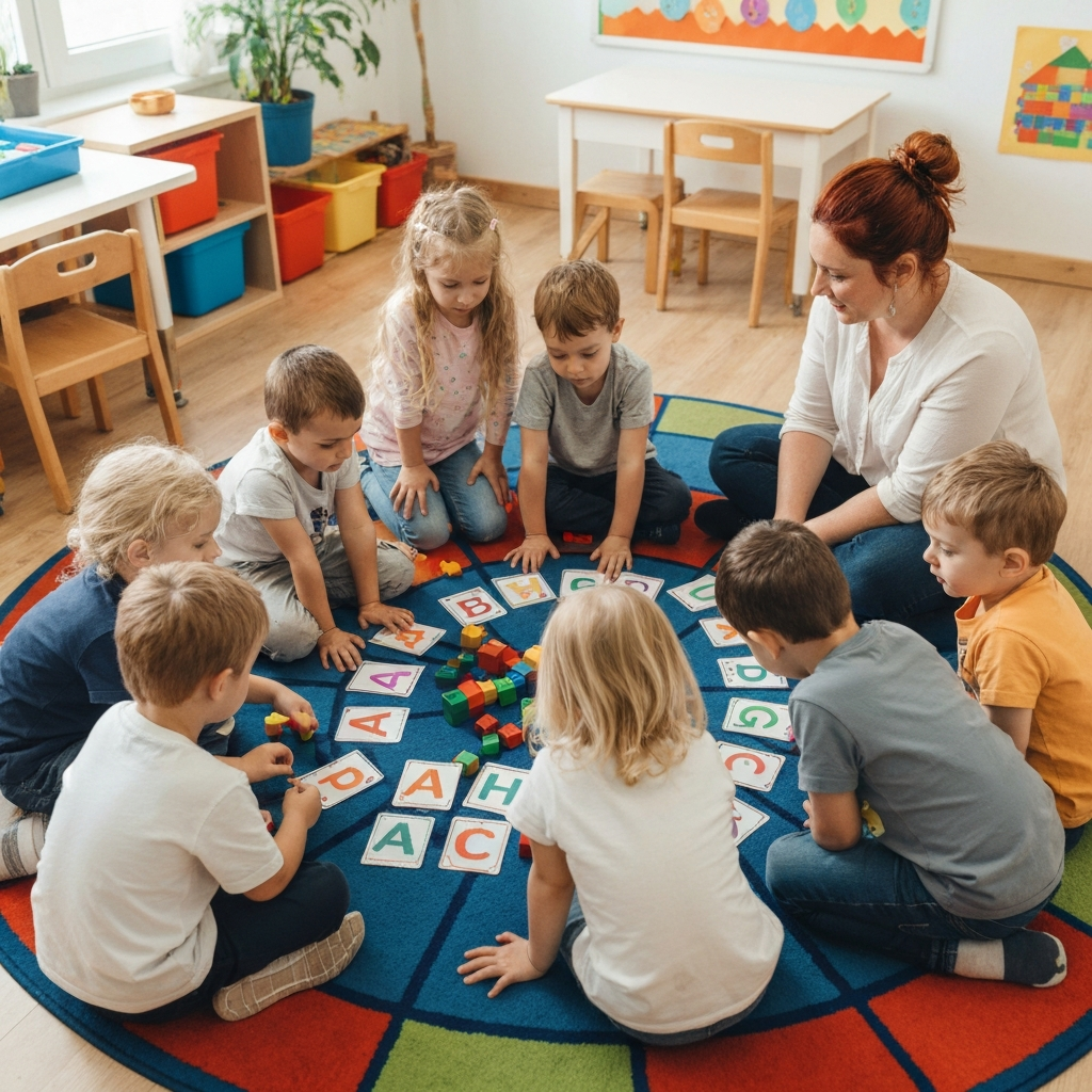 Niños en actividad creativa en el aula
